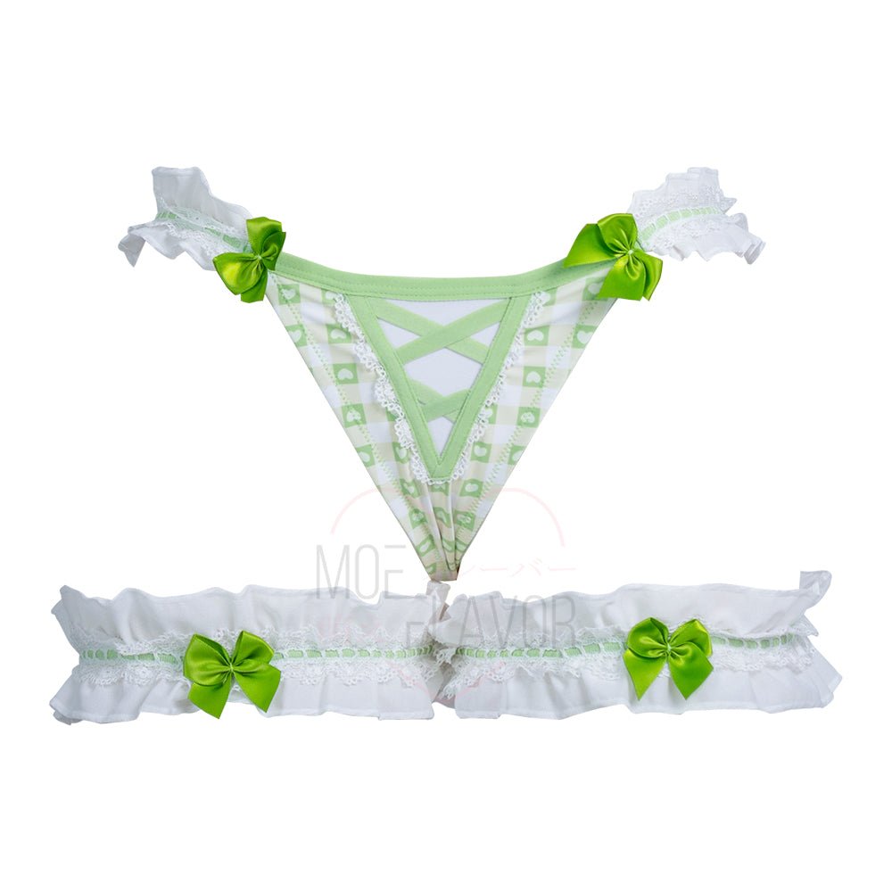 Pre - Order Cottage Maiden Checkered Ruffle Lingerie - MOEFLAVOR - Waifu Inspired Fashion and Lingerie Store