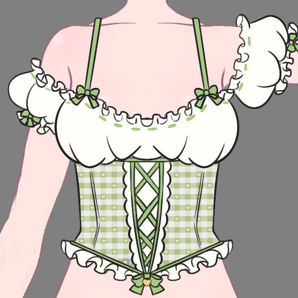 Pre - Order Cottage Maiden Checkered Ruffle Lingerie - MOEFLAVOR - Waifu Inspired Fashion and Lingerie Store