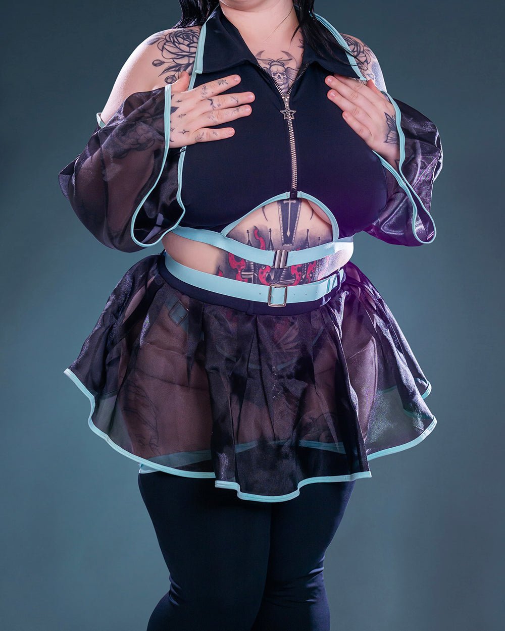 Pre-Order Cyber Siren - Mesh Top/Skirt Cyber Girl Lingerie - MOEFLAVOR - Japanese-Inspired Lingerie & Anime Cosplay Fantasywear