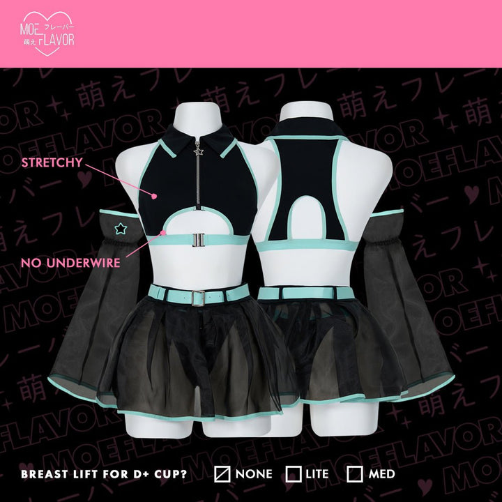 Pre-Order Cyber Siren - Mesh Top/Skirt Cyber Girl Lingerie - MOEFLAVOR - Japanese-Inspired Lingerie & Anime Cosplay Fantasywear