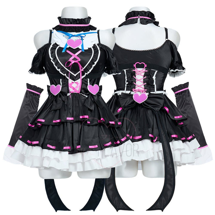 Pre - Order Fallen Grace Ruffle Heart Goth Dress - MOEFLAVOR - Japanese - Inspired Lingerie & Anime Fantasywear