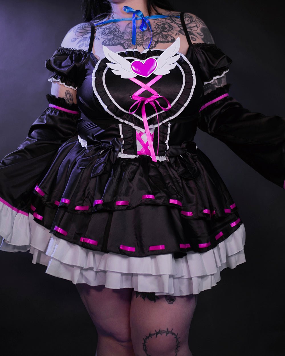 Pre - Order Fallen Grace Ruffle Heart Goth Dress - MOEFLAVOR - Japanese - Inspired Lingerie & Anime Cosplay Fantasywear