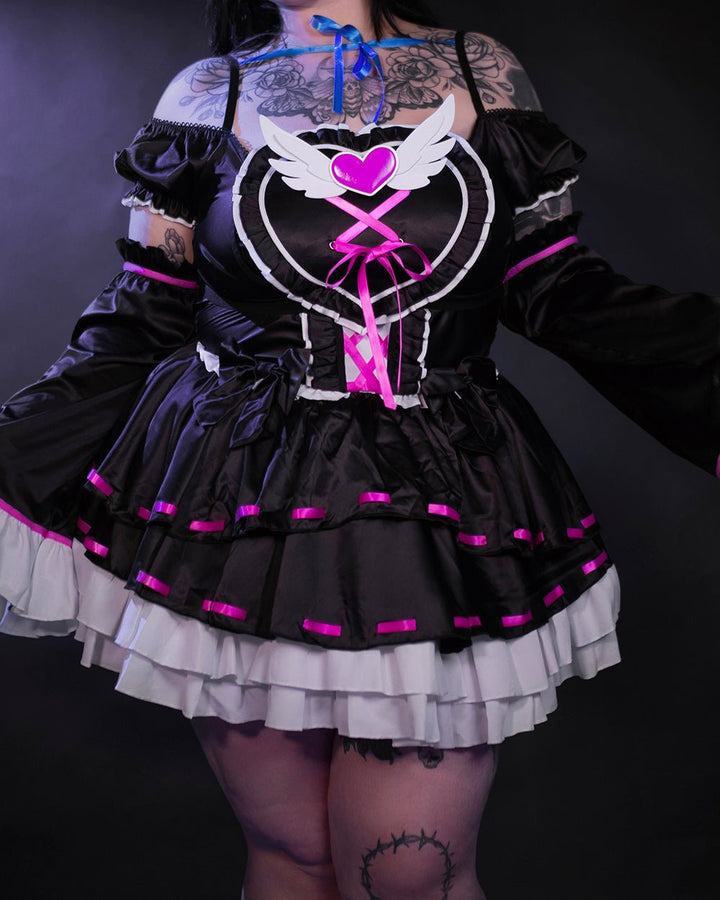 Pre - Order Fallen Grace Ruffle Heart Goth Dress - MOEFLAVOR - Japanese - Inspired Lingerie & Anime Cosplay Fantasywear