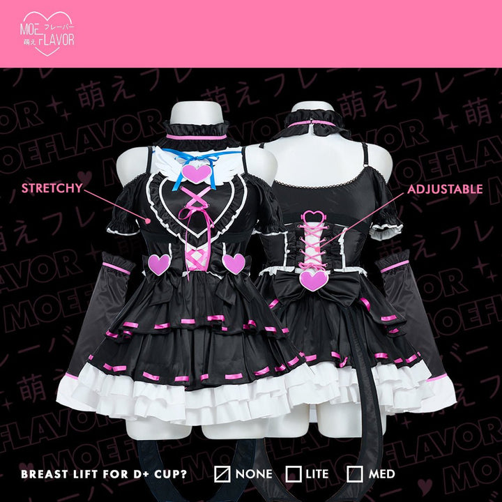 Pre - Order Fallen Grace Ruffle Heart Goth Dress - MOEFLAVOR - Japanese - Inspired Lingerie & Anime Fantasywear