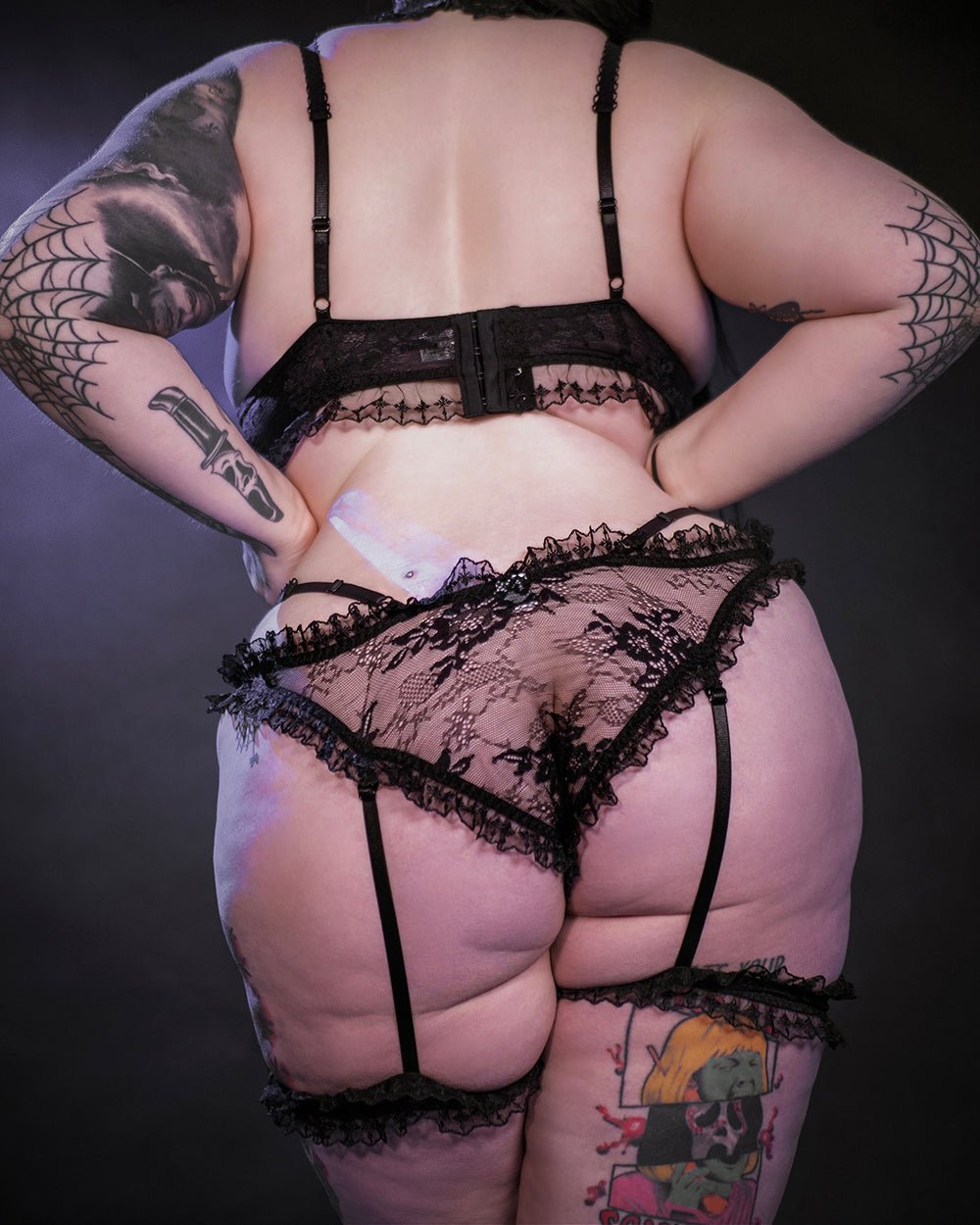 Pre - Order Goth Angel Ruffled Lace Lingerie - MOEFLAVOR - Japanese - Inspired Lingerie & Anime Cosplay Fantasywear