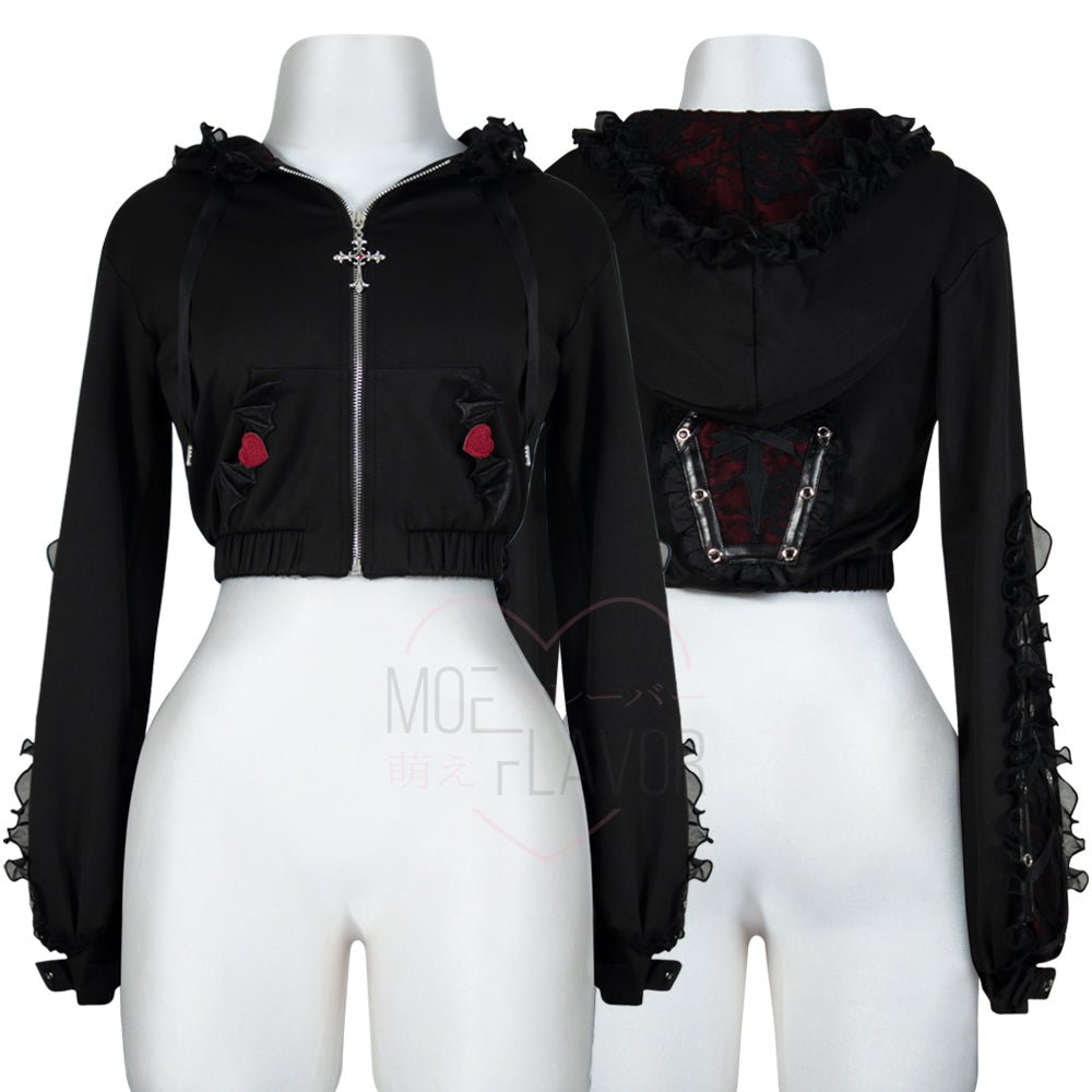 Pre-Order Goth Vampire Track Hoodie - MOEFLAVOR - Japanese-Inspired Lingerie & Anime Cosplay Fantasywear