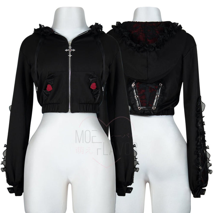 Pre-Order Goth Vampire Track Hoodie - MOEFLAVOR - Japanese-Inspired Lingerie & Anime Cosplay Fantasywear
