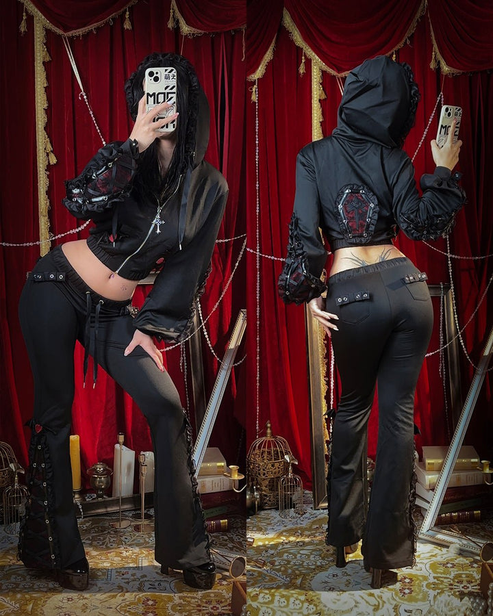 Pre-Order Goth Vampire Track Hoodie - MOEFLAVOR - Japanese-Inspired Lingerie & Anime Cosplay Fantasywear