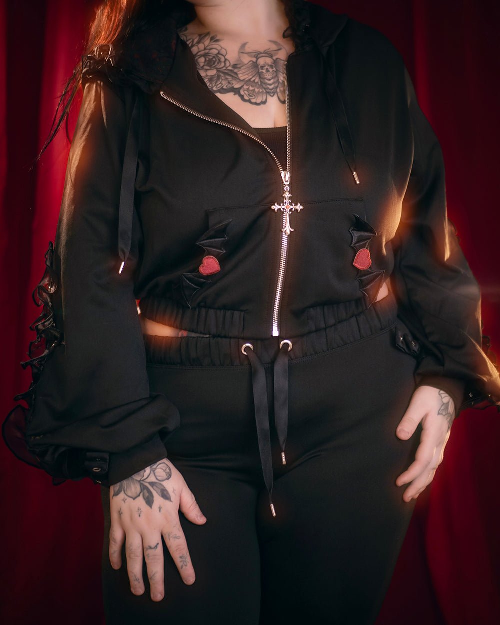 Pre-Order Goth Vampire Track Pants - MOEFLAVOR - Japanese-Inspired Lingerie & Anime Cosplay Fantasywear