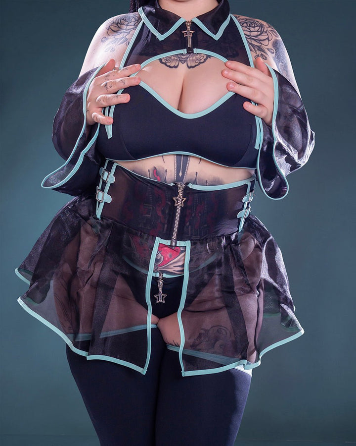 Pre-Order Hologram Heart - Mesh Babydoll Cyber Girl Lingerie Dress - MOEFLAVOR - Japanese-Inspired Lingerie & Anime Cosplay Fantasywear