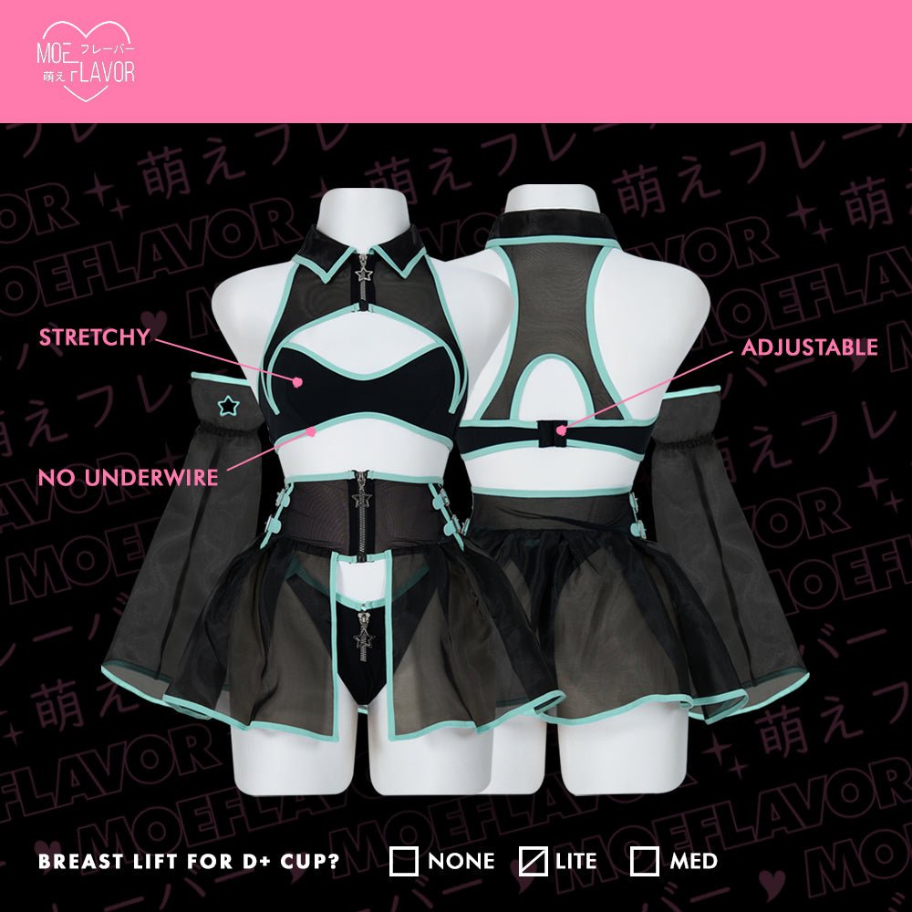 Pre-Order Hologram Heart - Mesh Babydoll Cyber Girl Lingerie Dress - MOEFLAVOR - Japanese-Inspired Lingerie & Anime Cosplay Fantasywear