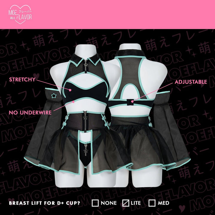 Pre-Order Hologram Heart - Mesh Babydoll Cyber Girl Lingerie Dress - MOEFLAVOR - Japanese-Inspired Lingerie & Anime Cosplay Fantasywear