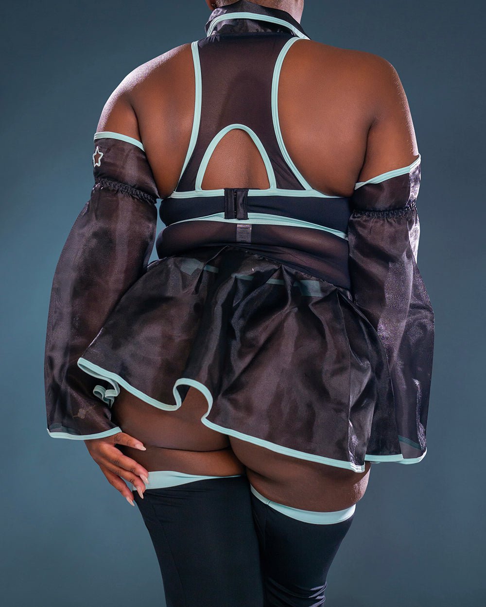 Pre-Order Hologram Heart - Mesh Babydoll Cyber Girl Lingerie Dress - MOEFLAVOR - Japanese-Inspired Lingerie & Anime Cosplay Fantasywear