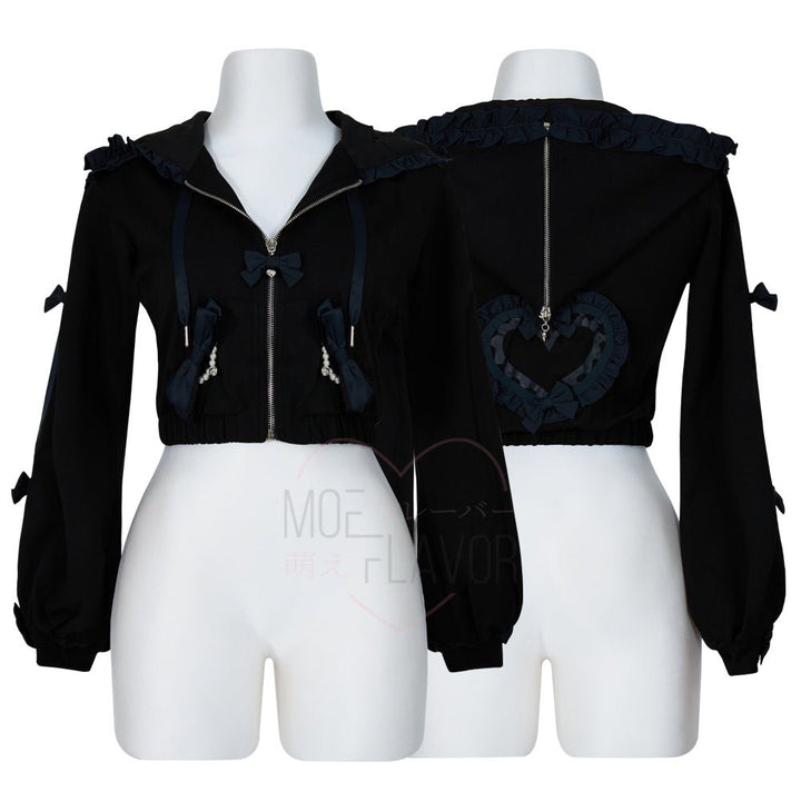 Pre-Order Jirai Kei Bow Track Hoodie - MOEFLAVOR - Japanese-Inspired Lingerie & Anime Cosplay Fantasywear