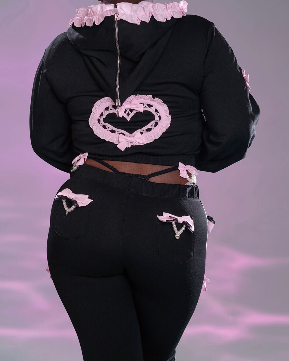 Pre-Order Jirai Kei Bow Track Pants - MOEFLAVOR - Japanese-Inspired Lingerie & Anime Cosplay Fantasywear
