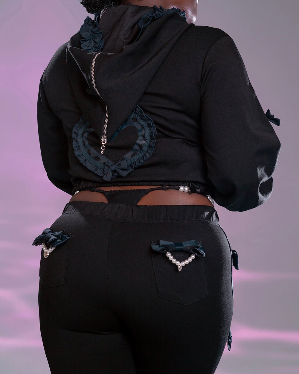 Pre-Order Jirai Kei Bow Track Pants - MOEFLAVOR - Japanese-Inspired Lingerie & Anime Cosplay Fantasywear
