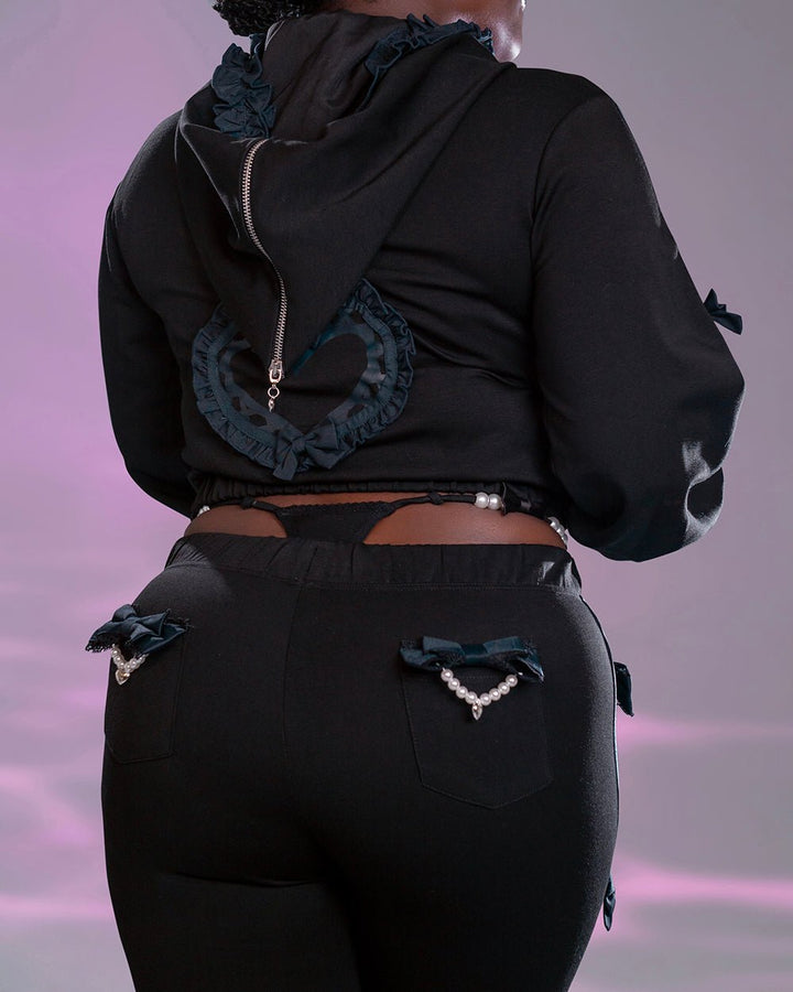 Pre-Order Jirai Kei Bow Track Pants - MOEFLAVOR - Japanese-Inspired Lingerie & Anime Cosplay Fantasywear