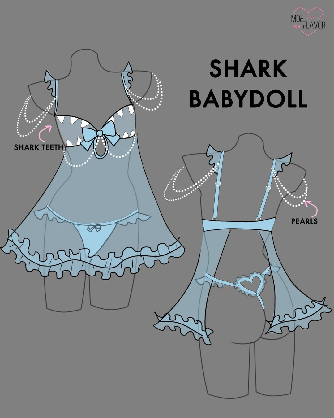 Pre - Order Shark Babydoll Dress - MOEFLAVOR - Waifu Inspired Fashion and Lingerie Store