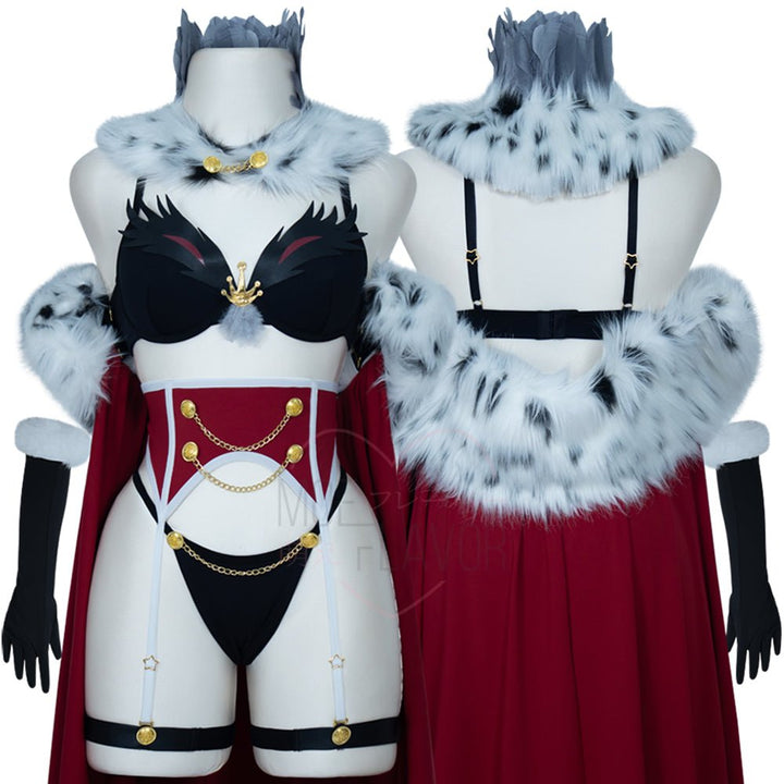 Pre-Order Stolas Helluva Boss Red Feather Lingerie - MOEFLAVOR - Japanese-Inspired Lingerie & Anime Cosplay Fantasywear