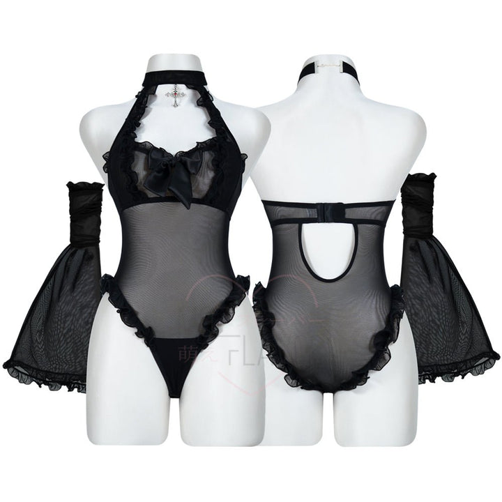 Pre-Order Widow’s Veil Mesh Lingerie Bodysuit - MOEFLAVOR - Japanese-Inspired Lingerie & Anime Cosplay Fantasywear