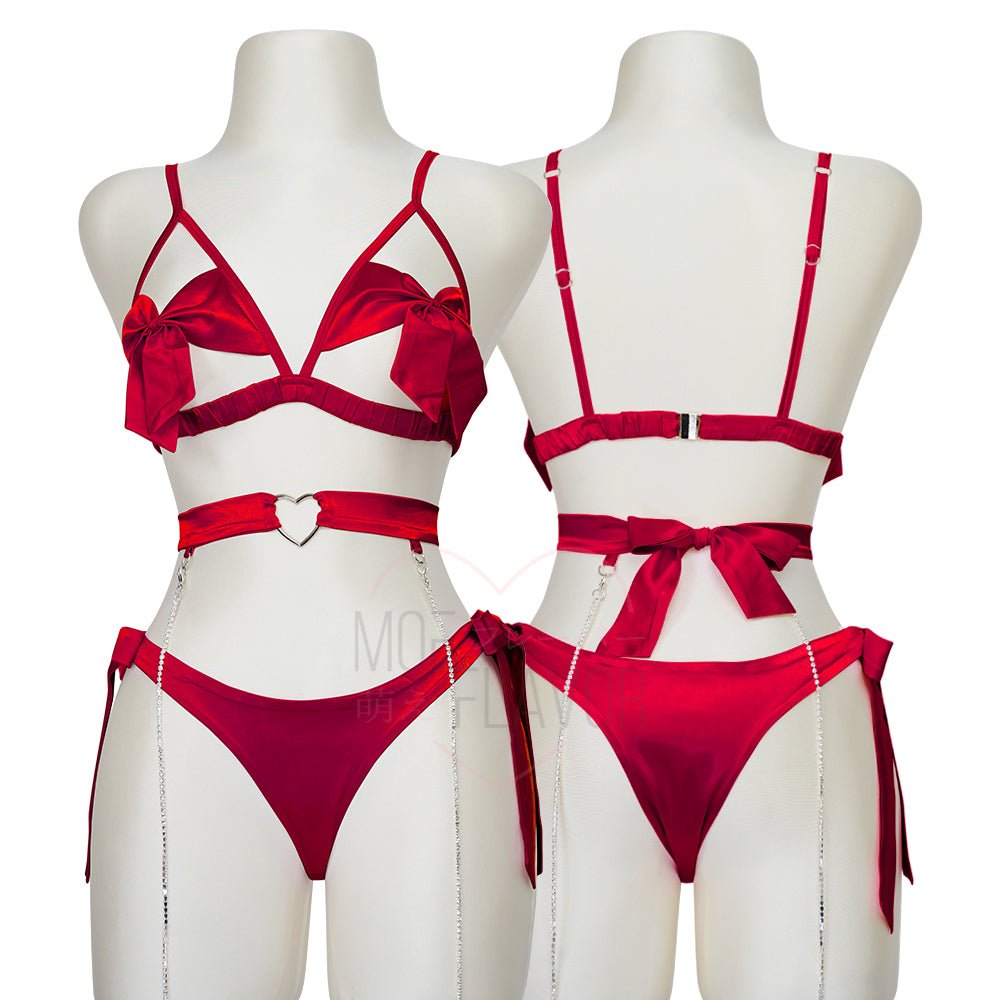 Ribbon Lingerie | Valentines/Christmas Red Bow Lingerie MOEFLAVOR - Japanese-Inspired Lingerie & Anime Fantasywear Ribbon Lingerie | Valentines/Christmas Red Bow Lingerie MOEFLAVOR - Japanese-Inspired Lingerie & Anime Fantasywear