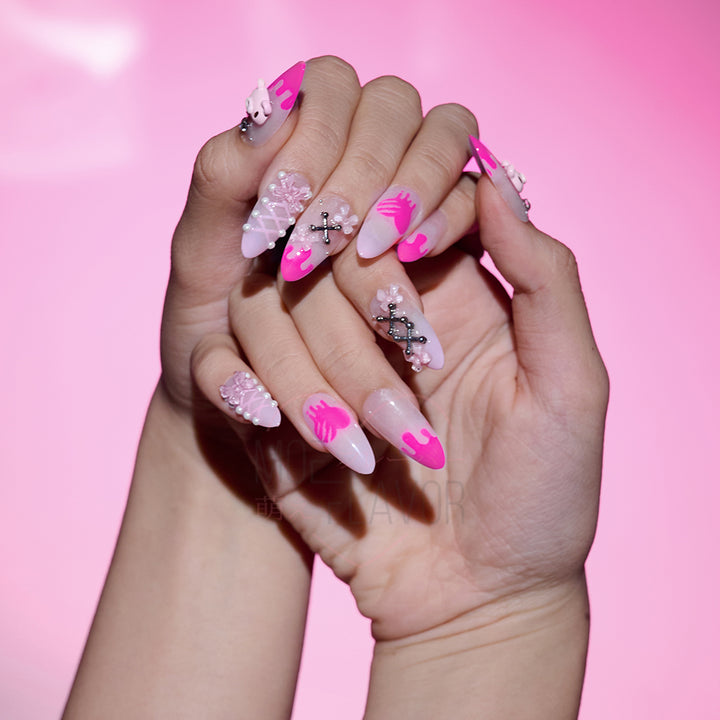 press-On-nails-gloomy_bear-pink-2 MOEFLAVOR - Waifu Inspired Fashion and Lingerie Store