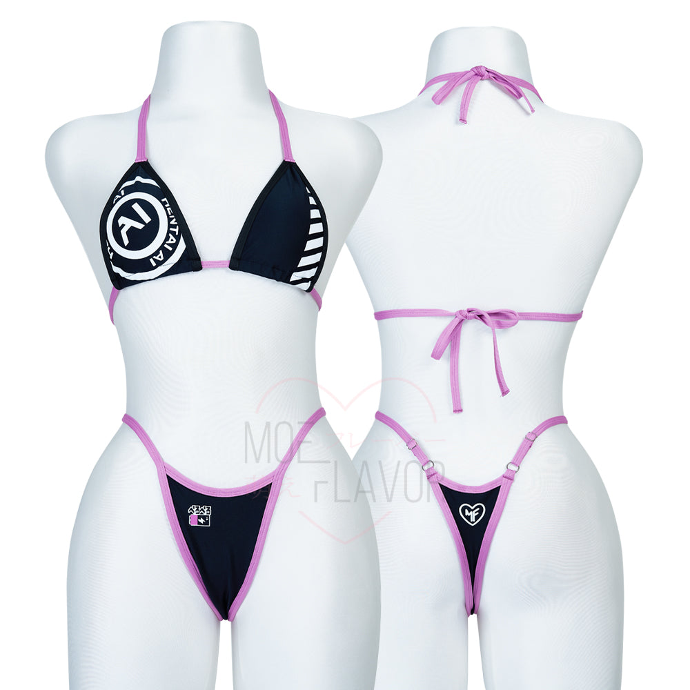 Projekt Melody Anime Bikini by MOEFLAVOR, featuring exclusive prints in shades of purple, white, and black inspired by Projekt Melody, combining comfort and style for beach days or poolside lounging. Officially licensed collaboration with VSHOJO.