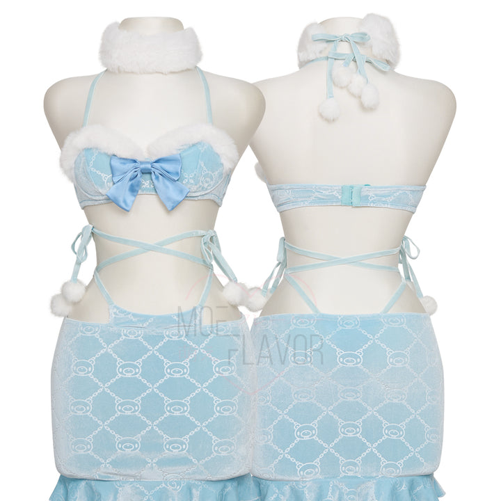 top-skirt-gloomy-bear-printed-velvet-blue-thumbnail Blue MOEFLAVOR - Waifu Inspired Fashion and Lingerie Store