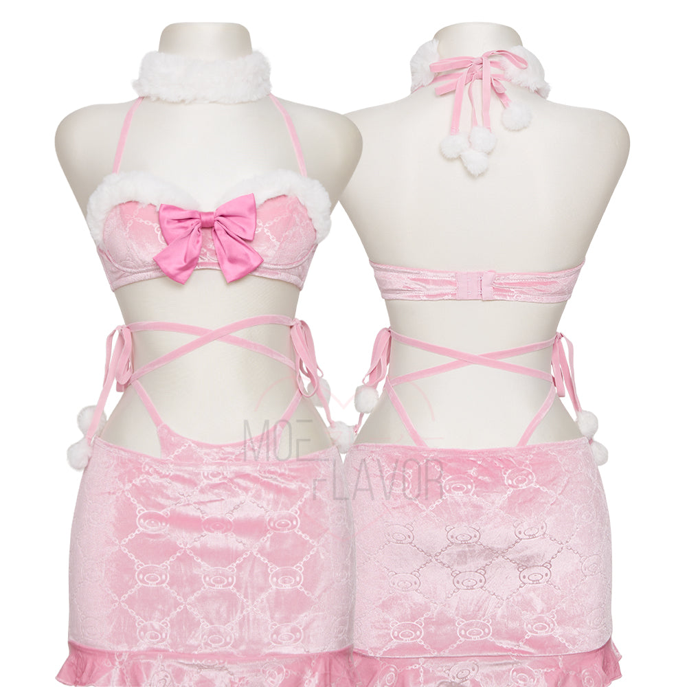 top-skirt-gloomy-bear-printed-velvet-pink-thumbnail Pink MOEFLAVOR - Waifu Inspired Fashion and Lingerie Store