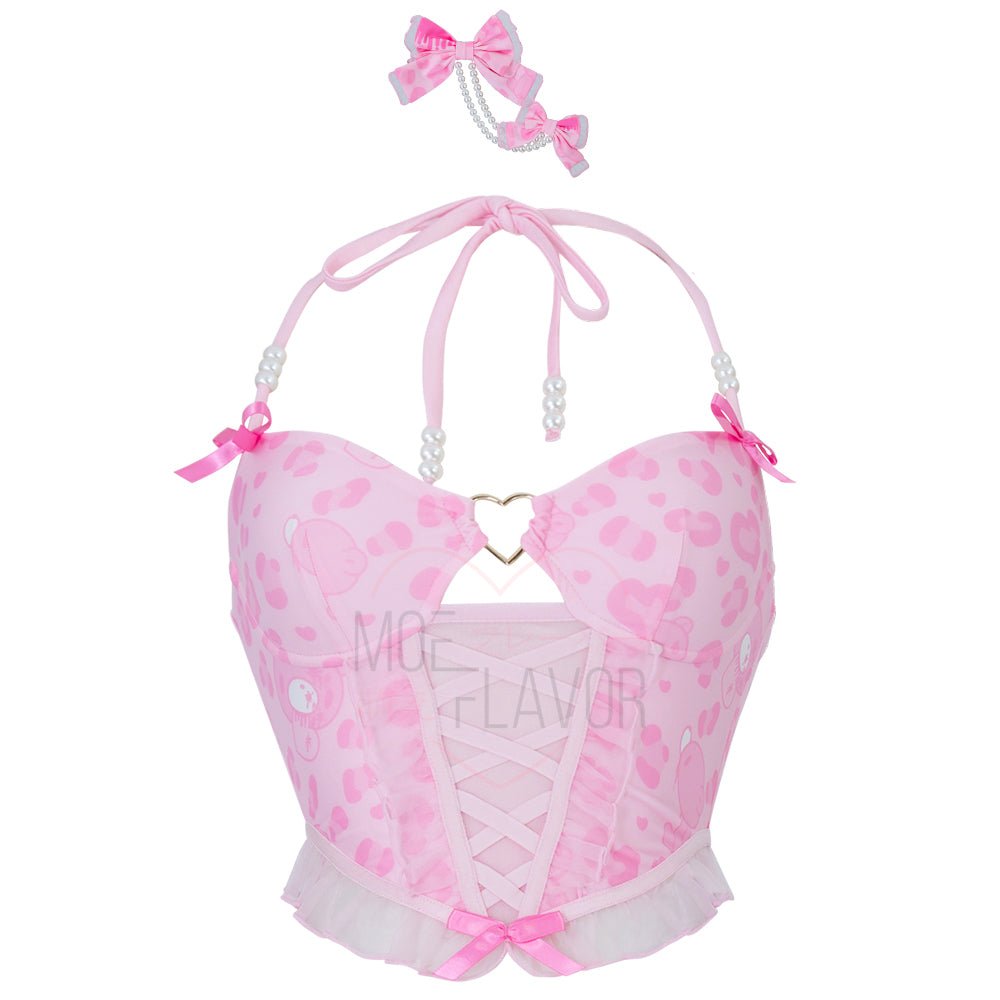 Vday Gloomy Bear Gyaru Corset Top and Underwear Lingerie - MOEFLAVOR - Waifu Inspired Fashion and Lingerie Store