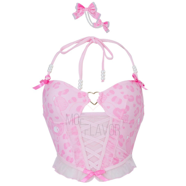 Vday Gloomy Bear Gyaru Corset Top and Underwear Lingerie - MOEFLAVOR - Waifu Inspired Fashion and Lingerie Store