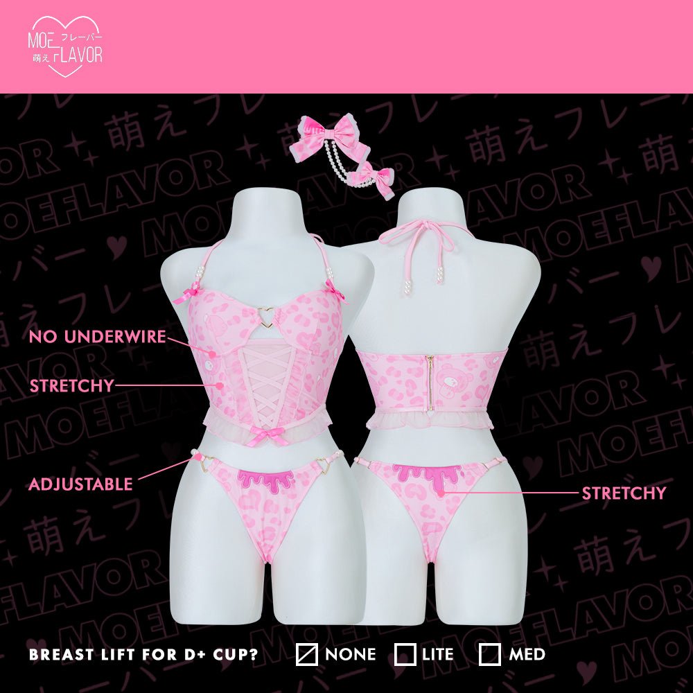 Vday Gloomy Bear Gyaru Corset Top and Underwear Lingerie - MOEFLAVOR - Waifu Inspired Fashion and Lingerie Store