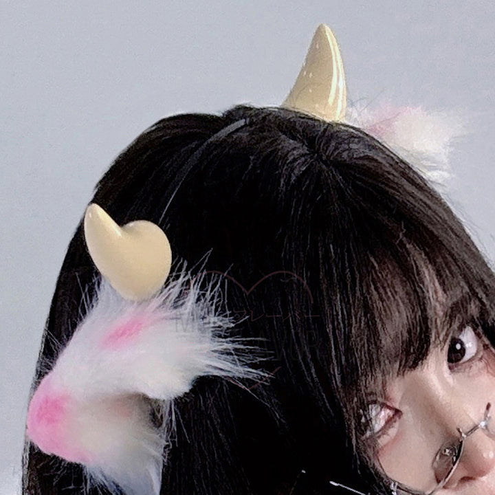 Cow Ears Headband Cute Cosplay Cow Ears by MOEFLAVOR featuring Japanese and kawaii-inspired handmade design in pink or black.