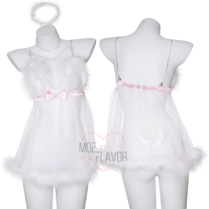 Japanese-ANGEL-BABYDOLL-LINGERIE White 3XL/4XL MOEFLAVOR - Waifu Inspired Fashion and Lingerie Store