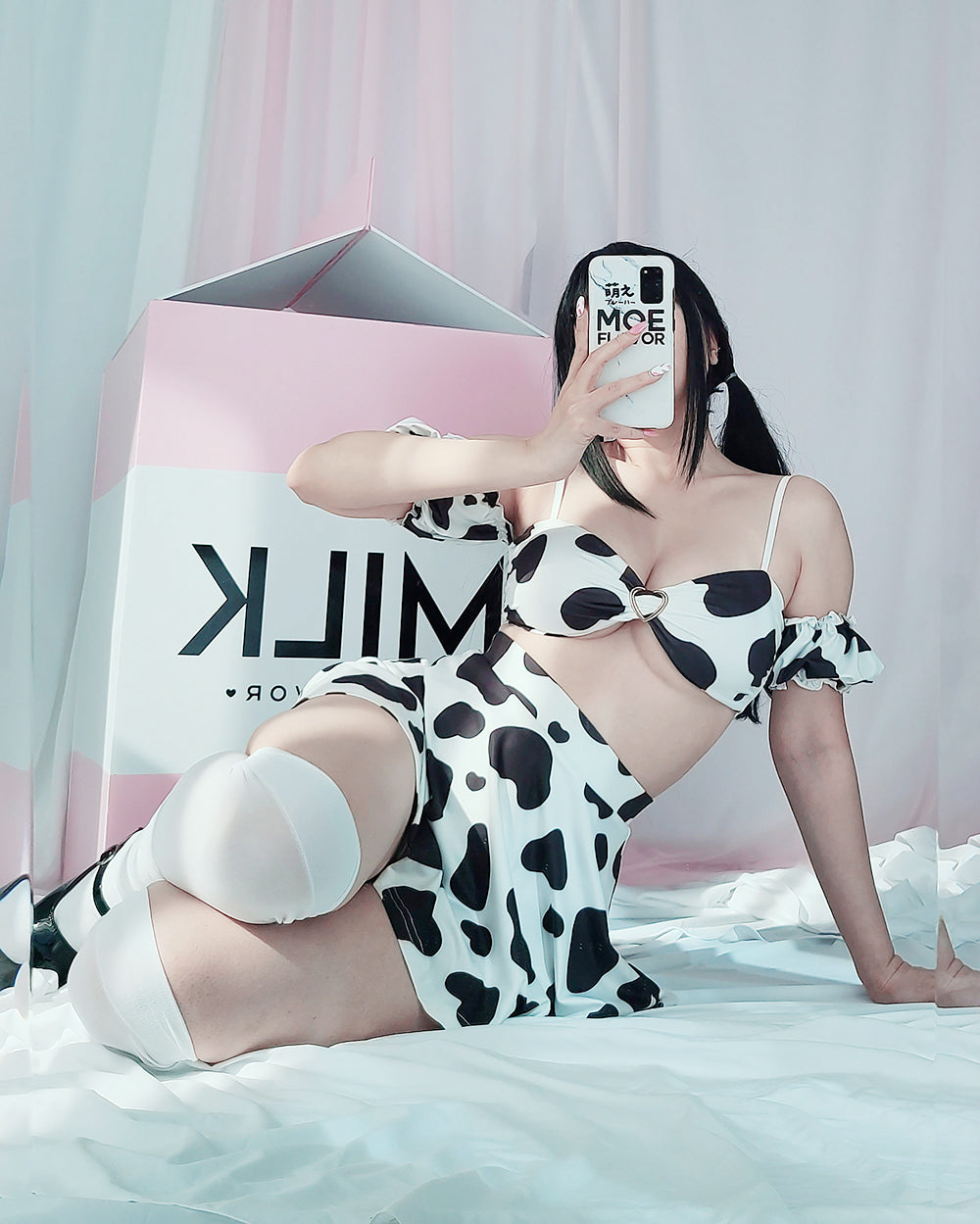 Sexy Cosplay Cow Print Dress, Drippin in Milk