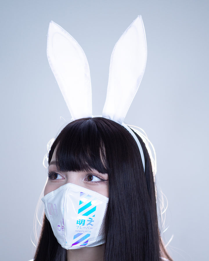 cyber-bunny-cyberpunk-mask-white-black-holographic-2 White MOEFLAVOR - Waifu Inspired Fashion and Lingerie Store