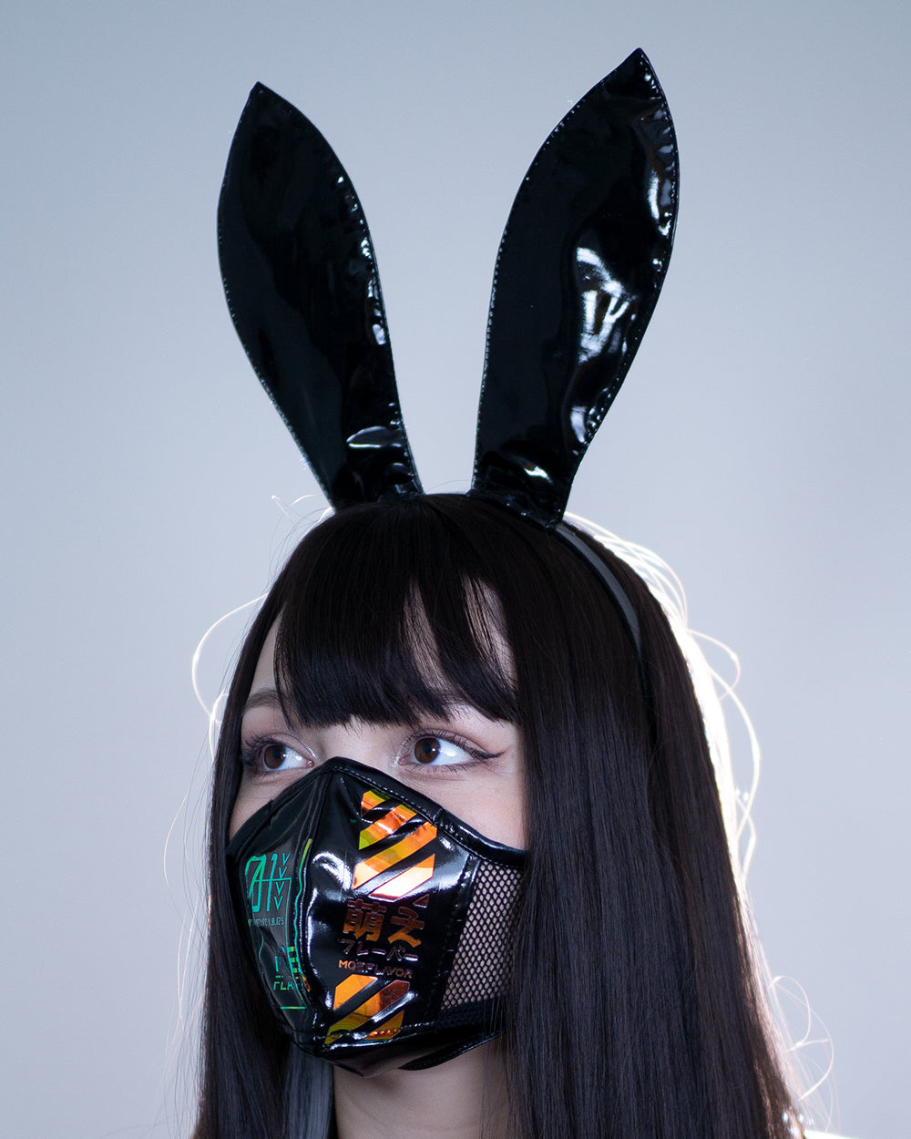 cyber-bunny-cyberpunk-mask-white-black-holographic-4 MOEFLAVOR - Waifu Inspired Fashion and Lingerie Store
